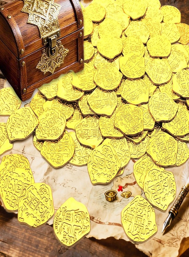 UOUYOO 100 Pcs Plastic Gold Coins Fake Coins Pirate Coins for Pirate Treasure Classroom Reward Board Games Treasure Chest Cosplay Tokens - Image 5